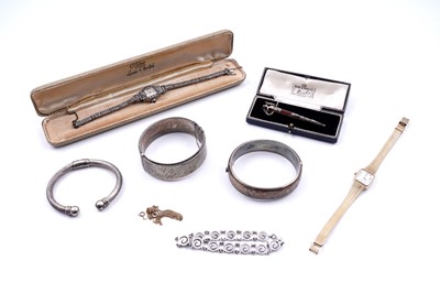 Lot 282 - Jewellery and watches, including: an early 20th Century lady's Premex marcasite-set cocktail watch