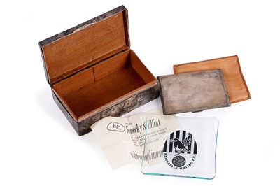 Lot 409 - A silver cigarette box presented to Colin Veitch, and other related items