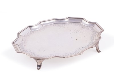 Lot 357 - A George III silver card tray