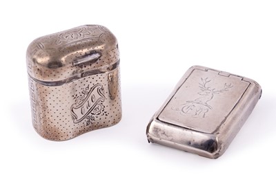 Lot 362 - A George III silver vesta case; and an early 19th Century Dutch silver snuff box