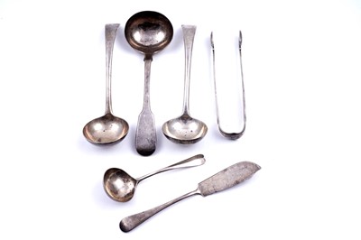 Lot 327 - George V silver ladles and sundry flatware
