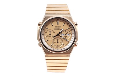 Lot 306 - Seiko: a gilt-steel cased quartz chronograph