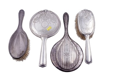 Lot 340 - A Great War period silver hairbrush and mirror set; and others
