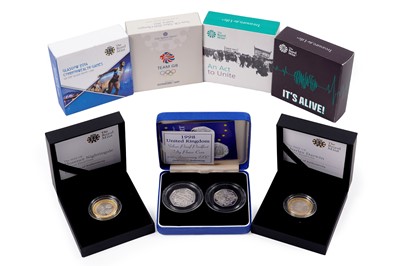 Lot 151 - Royal Mint Queen Elizabeth II silver proof fifty pence coins; a two coin set; and others
