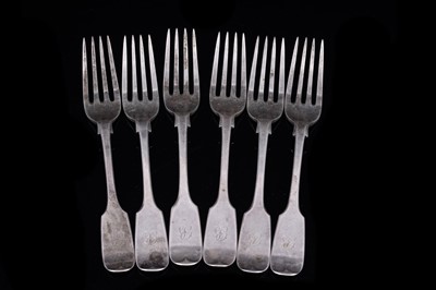 Lot 244 - A set of six Edwardian silver dessert forks