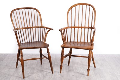 Lot 50 - A 19th Century Windsor armchair; and another of elm wood construction