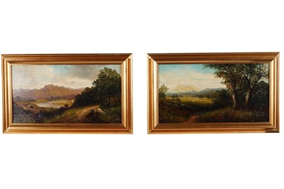 Lot 325 - George Bates - Highland Loch with cattle and a British Countryside view | oil