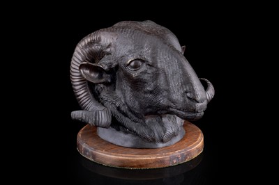 Lot 235 - A 20th Century patinated bronze of a ram’s head