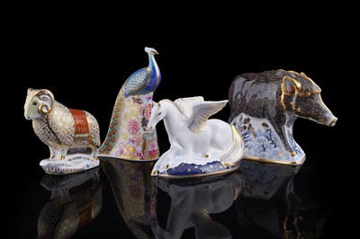 Lot 281 - Four boxed Royal Crown Derby paperweights