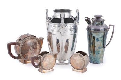 Lot 355 - An Art Deco style silver plated tea service; and other items