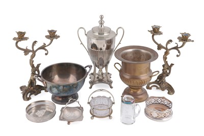 Lot 365 - A collection of silver plated wares; and brass items
