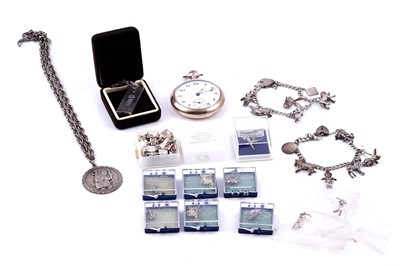 Lot 126 - An Elgin pocket watch and charm bracelets