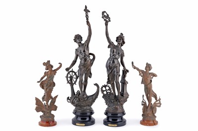 Lot 225 - Two pairs of spelter figures