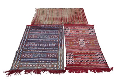 Lot 146 - A collection of three Moroccan flat-weave rugs