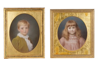 Lot 383 - E. Taylor - Brother and Sister | pastel