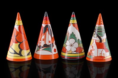 Lot 247 - Four boxed Wedgwood ‘Clarice Cliff Centenary’ conical sugar shakers