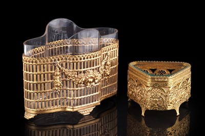 Lot 317 - A French 19th Century ormolu mounted cut glass vase; and a similar glass jewellery casket