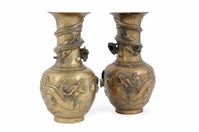 Lot 340 - A pair of early 20th Century Chinese brass vases