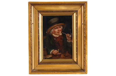 Lot 339 - British School - Portrait of a man smoking a pipe | oil