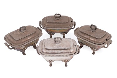 Lot 363 - A set of four Victorian silver-plated twin handled tureens and covers