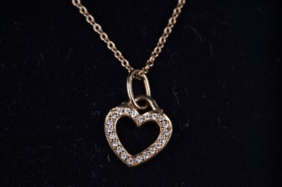Lot 128 - A Tiffany & Co diamond "Sentimental Heart" loveheart pattern pendant