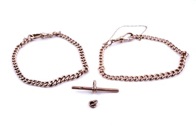 Lot 132 - An early 20th Century 9ct rose gold double "Albert" watch chain converted into a pair of bracelets