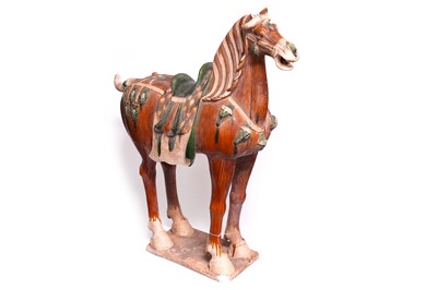 Lot 208 - A large Tang Sancai style ceramic horse