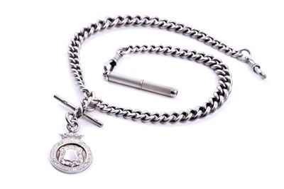Lot 169 - A 1920s silver double "Albert" watch chain