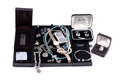 Lot 149 - Silver and costume jewellery, including: two Colibri lighters