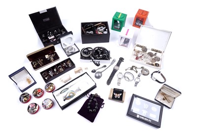 Lot 143 - A collection of modern and contemporary jewellery for a man; and a lady's Accurist watch