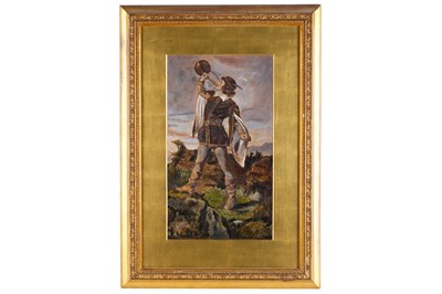 Lot 340 - M. Villagan - A Herald blowing his horn | oil