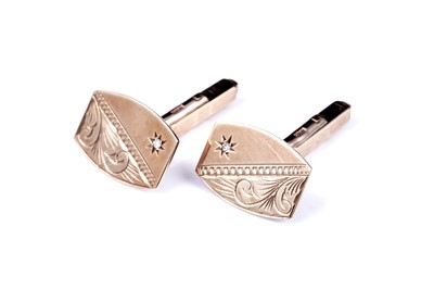 Lot 1 - A pair of 9ct gold and diamond set cufflinks