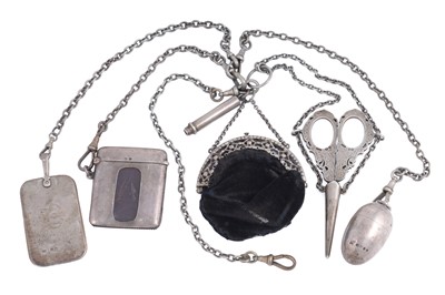 Lot 255 - A Victorian metal chatelaine; and other items