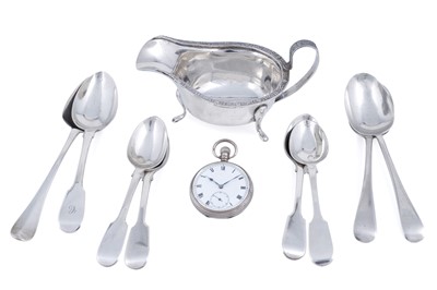 Lot 250 - Silver items for the table; and a silver cased pocket watch