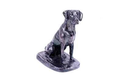 Lot 184 - An Elizabeth II silver statuette of a seated hound