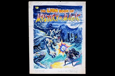 Lot 453 - A painted design draft for the front cover of Fleetway’s The Lion Book of Mystery & Magic 1976