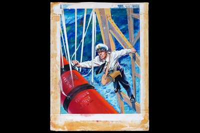 Lot 371 - Original painted front cover artwork for Fleetway’s War Picture Library digest comic No. 43