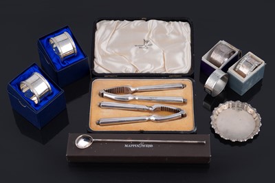 Lot 240 - Small silver and other items, including four napkin rings