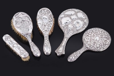Lot 228 - Edwardian silver brushes and hand mirrors