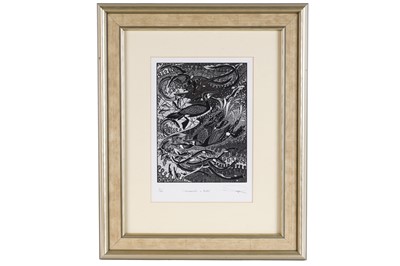 Lot 305 - Colin See Paynton - Cormorants - Eels | wood engraving
