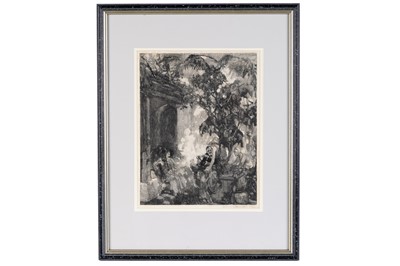 Lot 312 - Howard McCormick - Drinks in the courtyard | wood engraving