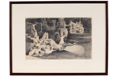 Lot 318 - Cyril Fradan- Wrestling figures | Pencil