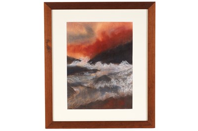 Lot 379 - Antoni Sulek - Crashing waves at sunset | pastel