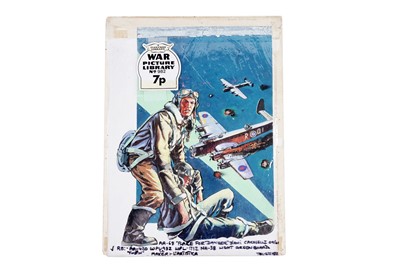 Lot 373 - Original painted front cover artwork for War Picture Library “Flare for Danger” by Caroselli