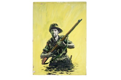 Lot 376 - Original cover artwork for Battle Picture Library No. 1487 "Yellow Peril" by Graham Coton