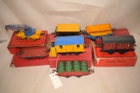 Lot 320 - Hornby: Meccano 0-gauge guards van, flat truck...